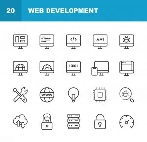 Web Development Line Icons. Editable Stroke. Pixel Perfect. For Mobile and Web. Contains such icons as Artificial Intelligence, Cloud Computing, Data Science, Database, Design, Engineer, Programming, SEO, Software Development, Web Design