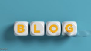 White-colored plastic cubes with the blog text