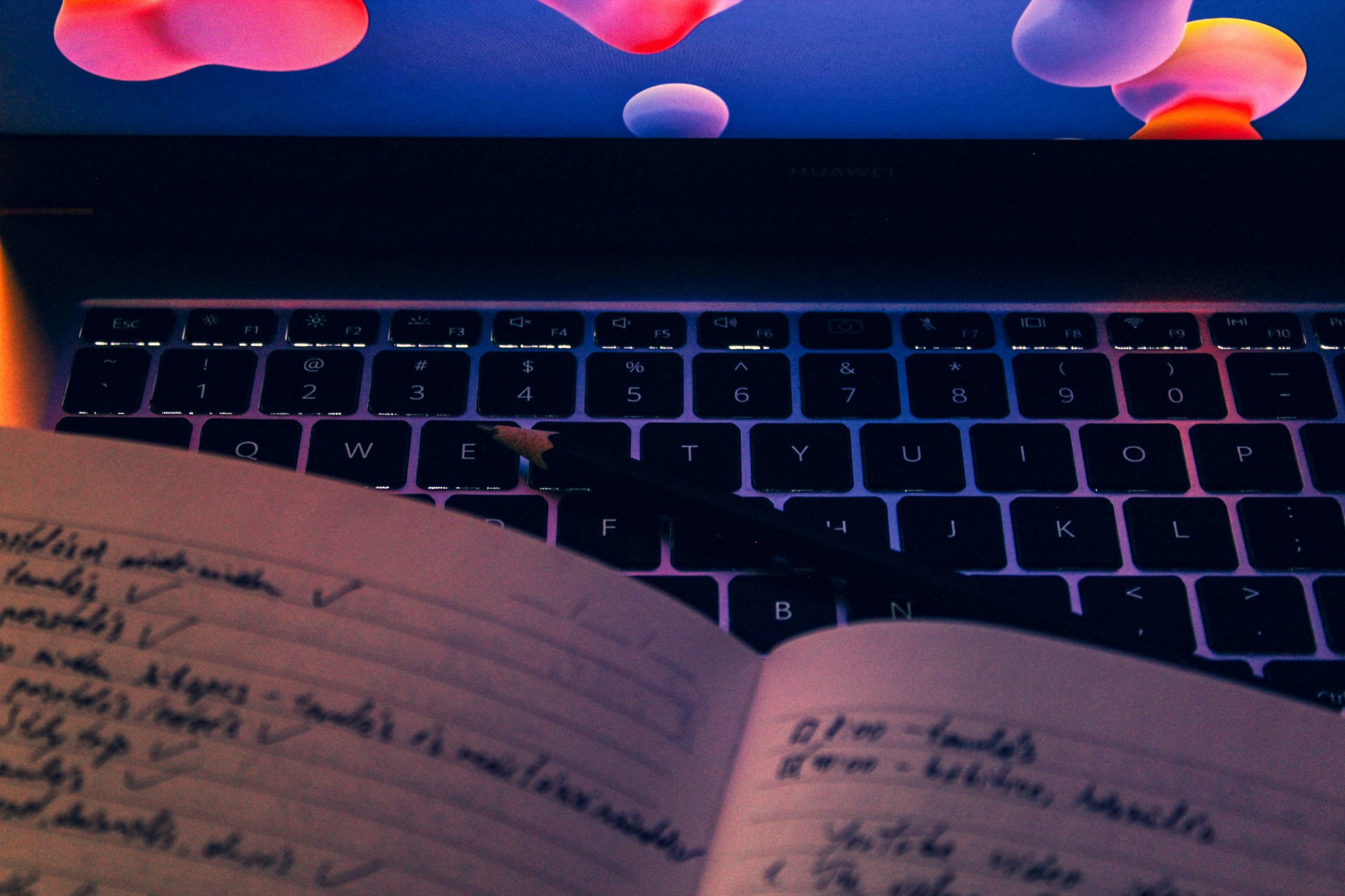 Open book on laptop