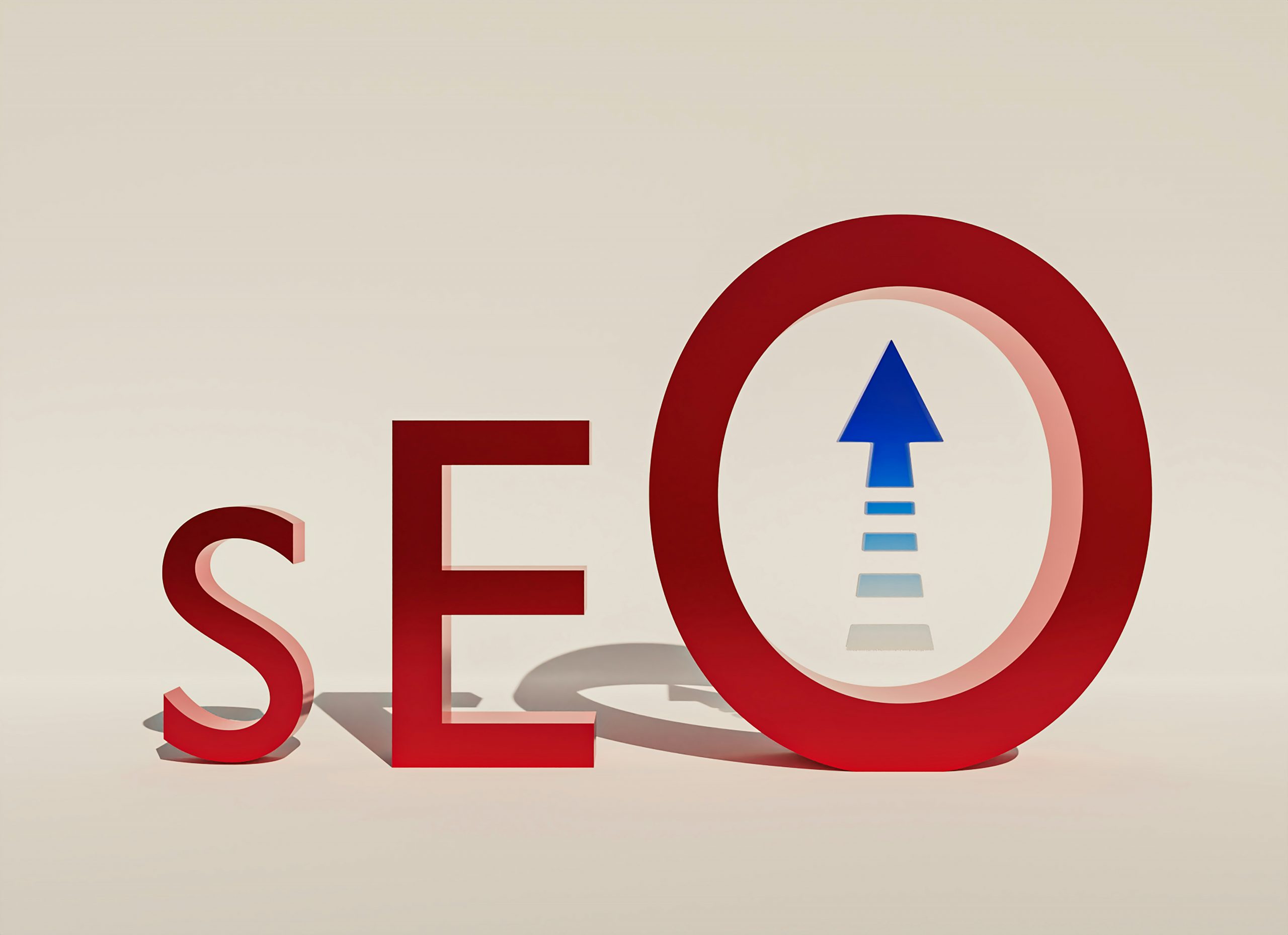 A red sign with a blue arrow pointing to the word search
