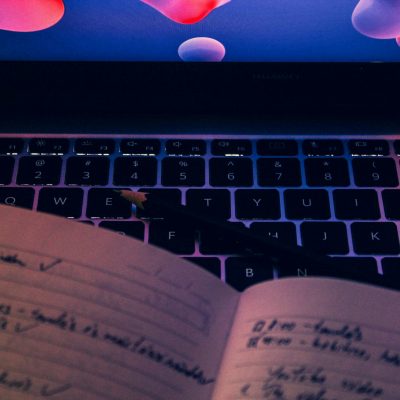 Open book on laptop
