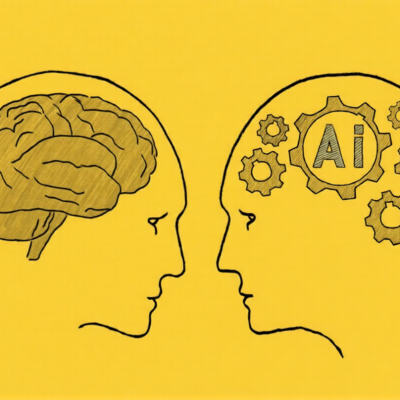 Human intelligence vs artificial intelligence. Face to face. Duel of views.