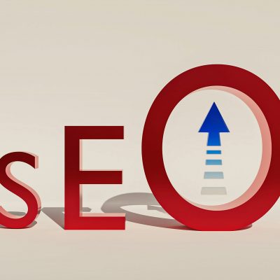 A red sign with a blue arrow pointing to the word search