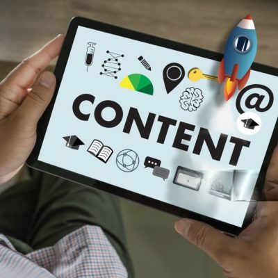 Content marketing business Content communication Data Blogging Media Publication Information Vision Technology Concept Social Advertising Data Search Man Research SEO stock photo